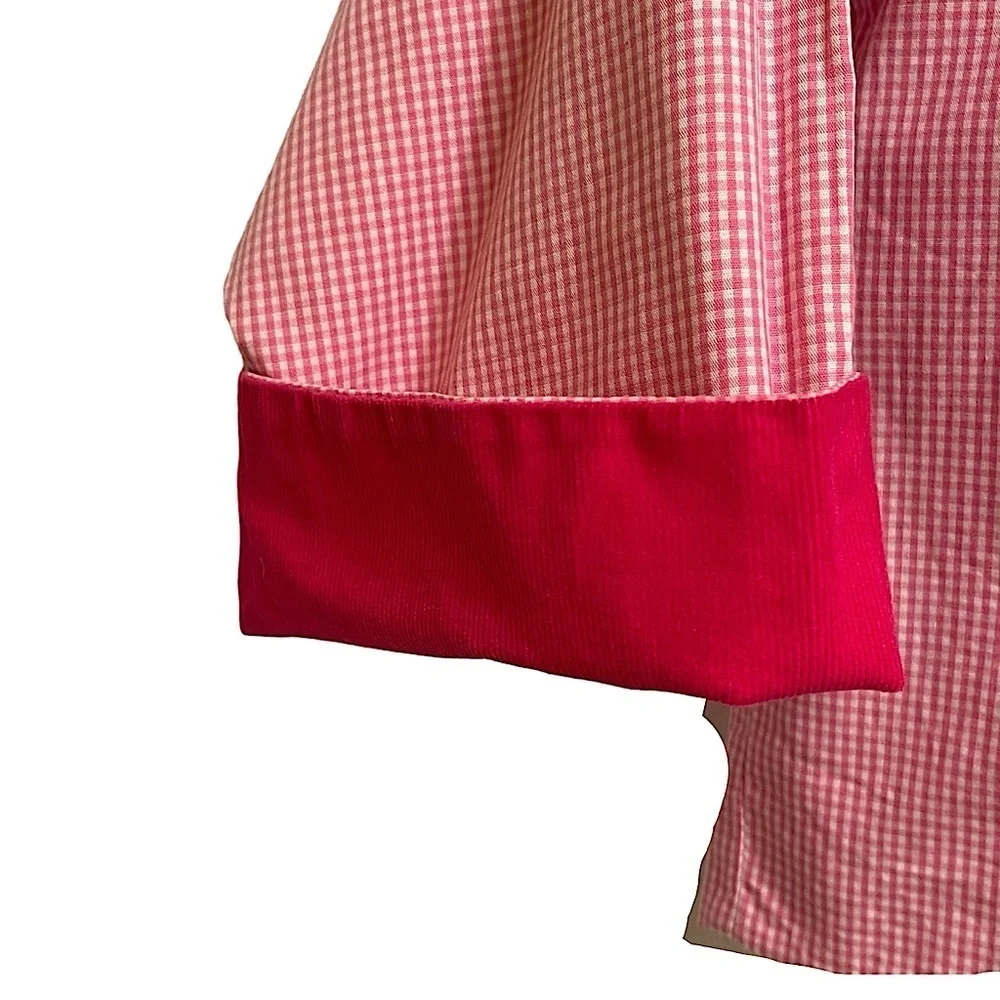 Mary James Hot Pink Gingham and Baby Wale Corduroy Reversible Jacket Hood Sz 4T